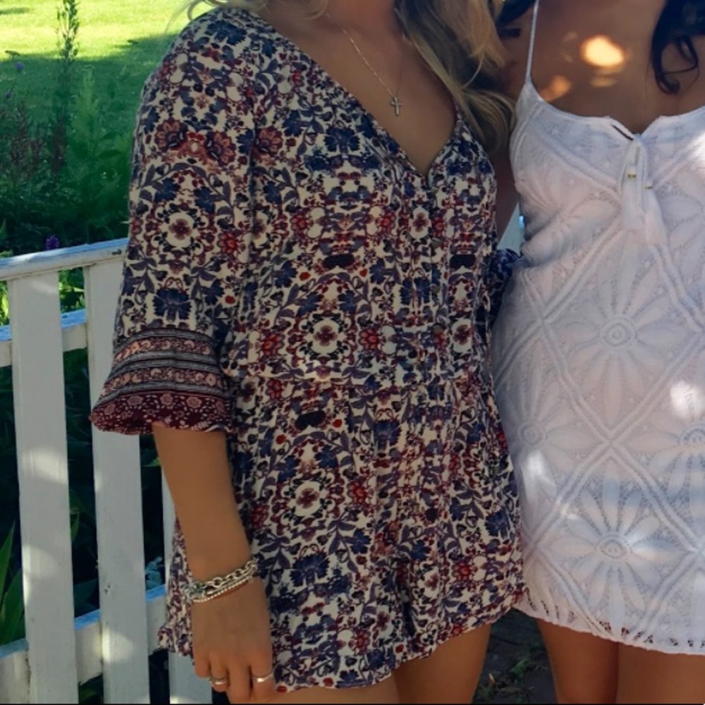 Floral 3/4 sleeve romper